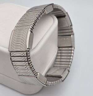 Vintage AIMANTE Magnetic Stretch Bracelet Stainless Steel Watch Style Signed